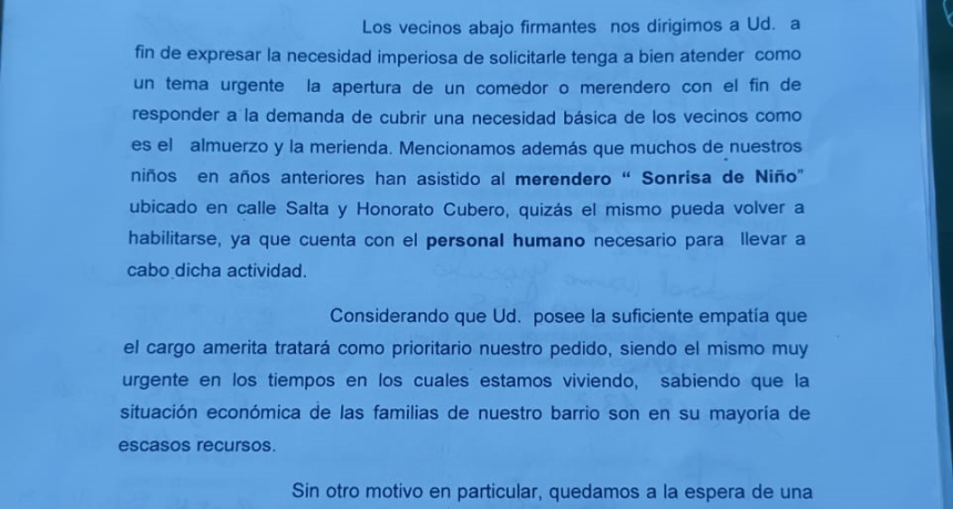Se suman pedidos de apertura de comedores populares ante la insensibilidad del Intendente
