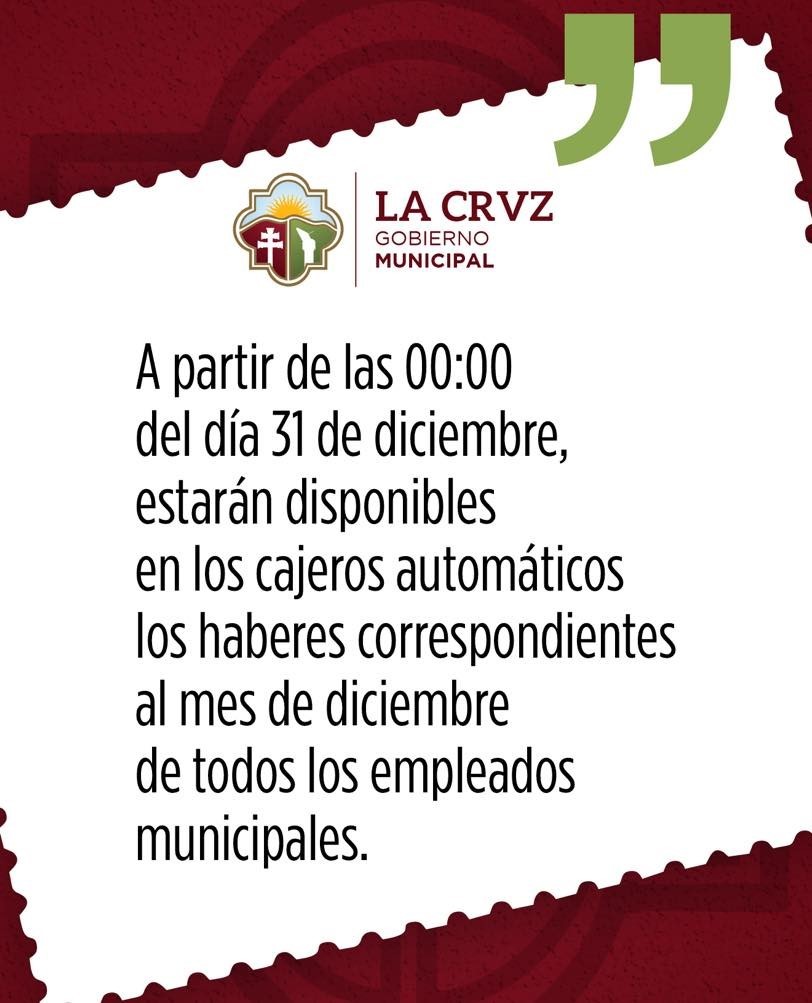 Cierre de año: Se confirmó el cronograma de haberes para el personal municipal